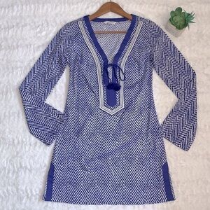 𝅺ATHLETA blue white chevron beach swim coverup tunic top